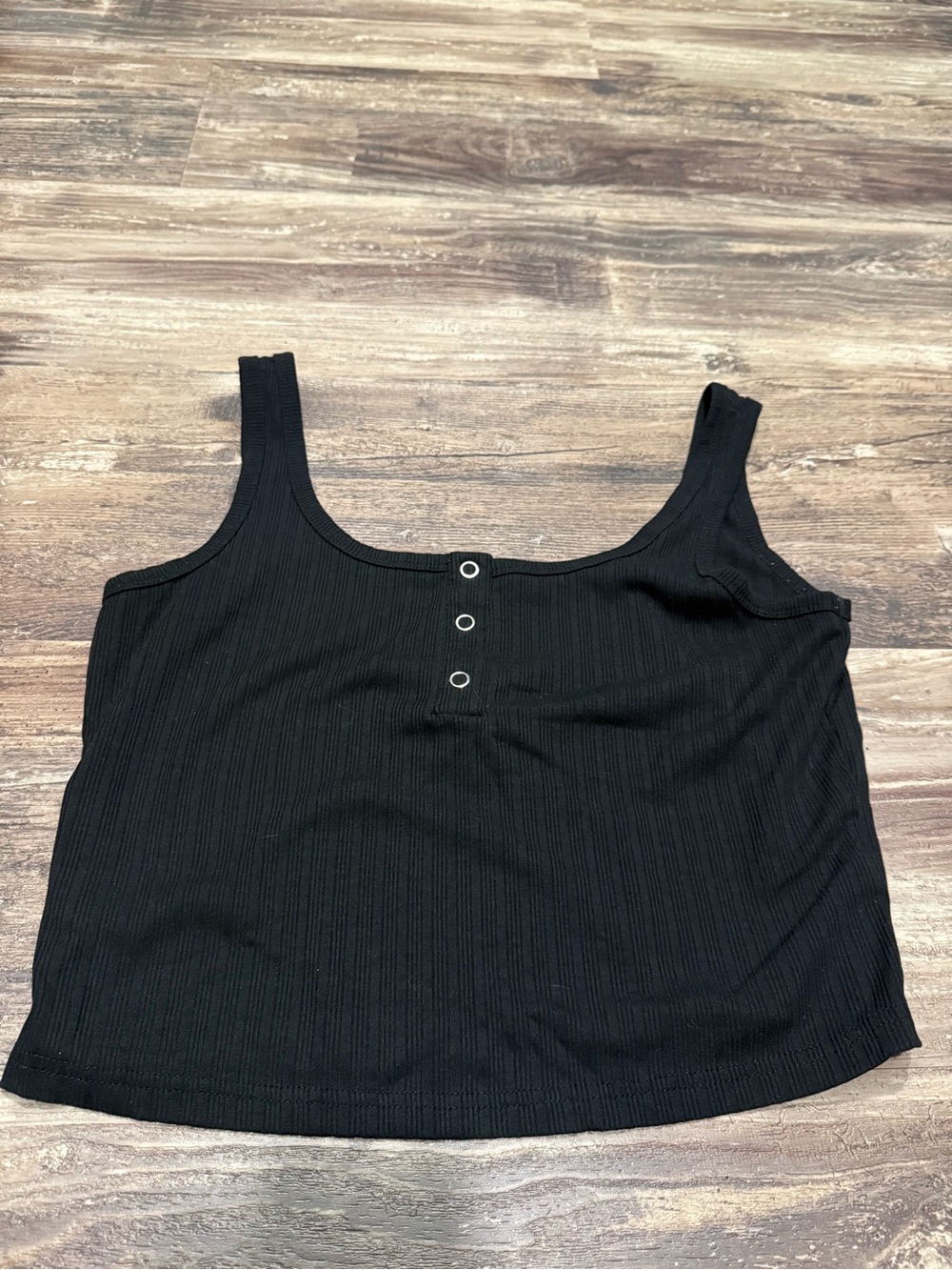 Unlisted Black Ribbed Tank with Button Eyelets